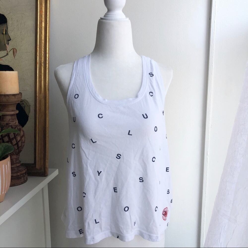 Soulcycle White Graphic Print Cropped Tank Top